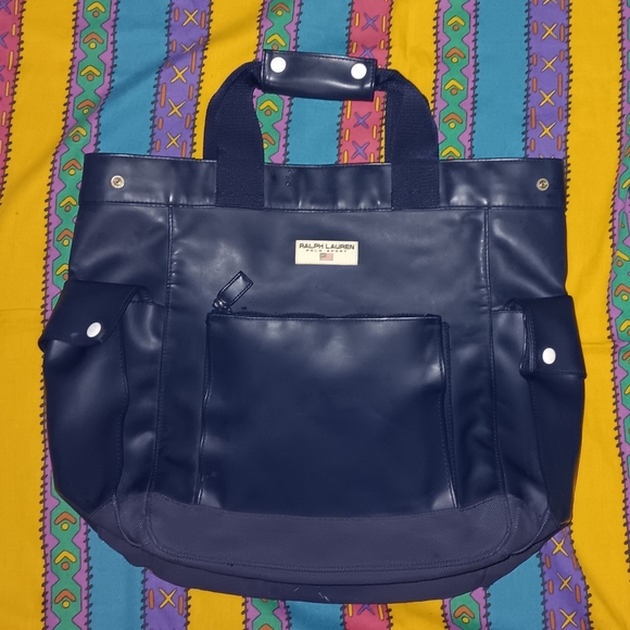 90s Ralph Lauren Polo Sport Large Tote Navy Blue Bag